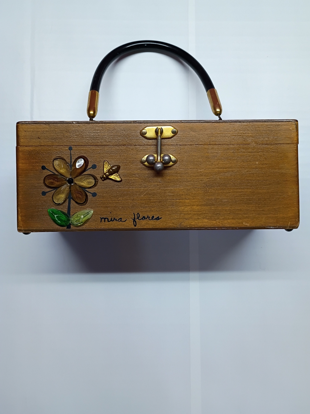 Mira Flores Brown Wooden Box with Floral Accent - Picture 2 of 15